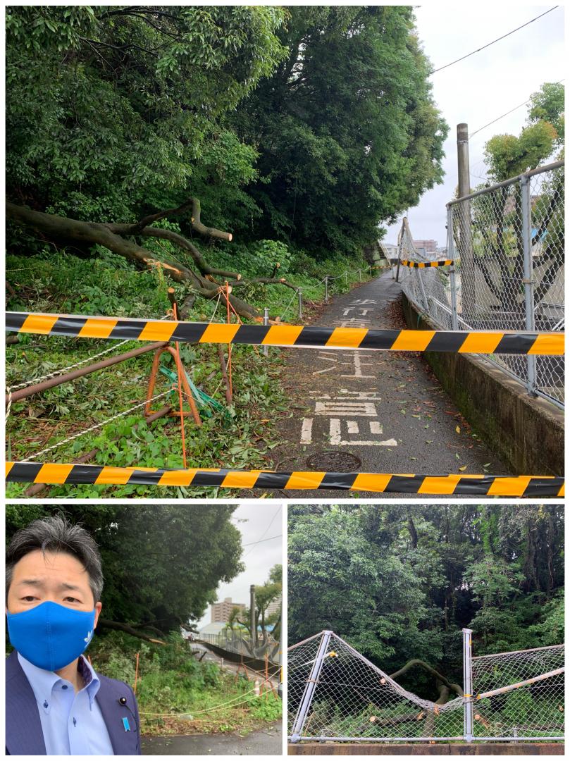 西浦上小学校裏で崖崩れ